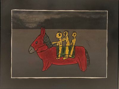 מאיר פיצ'חדזה - שלושה רוכבים . שמן על בד 60X80 ס"מ חתום .