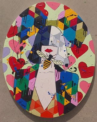 איתמר טל - שמן על בד. 40&times;45 חתום .