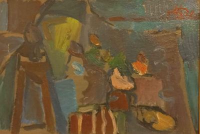 משה רוזנטליס - שמן על קרטון 28&times;20 חתום .