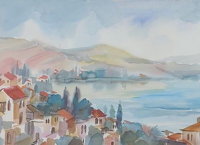 רוזנביין - אקוורל על נייר 50X35 ס"מ חתום .