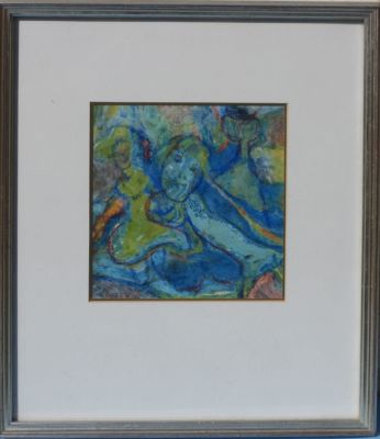 אברהם עצמון - דמויות . פנדה על נייר 17X16 חתום