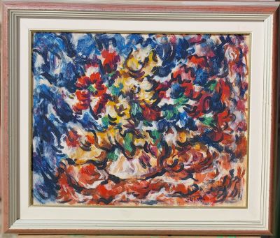 אמן לא מזוהה - ללא כותרת . שמן על בד 37X47 חתום