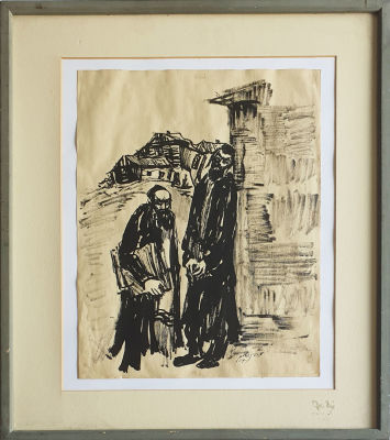 MOSHE BERNSHTEIN - Technique: Ink and black gouache on paper Size: 51x38 Date: 1957