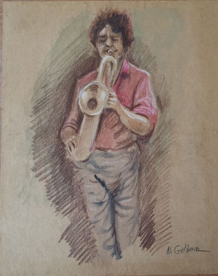 NAHUM GILBOA - Technique: Mixed technique on paper attached to wood Size: 31X16