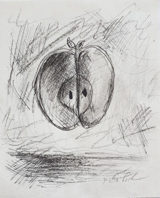 YOSL BERGNER - Technique: Charcoal and pen on paper Size: 17X13