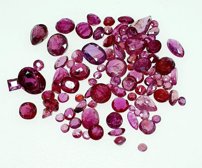 לוט גדול של אבני רובי בורמה מלוטשות קטנות , 14.6 קראט, טבעיות מכספת באחריות מלאה 