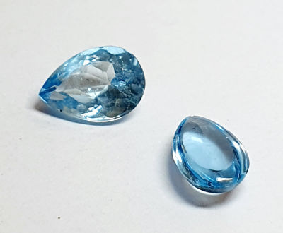 לוט 2 אקוומרין מלוטשות , 5.05 קראט ,טבעיות מכספת באחריות מלאה