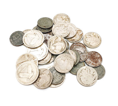 לוט מטבעות אמריקאים ישנים המכיל 5 יחידות 25 סנט מכסף STANDING MAN משנות ה 20 ו 15 