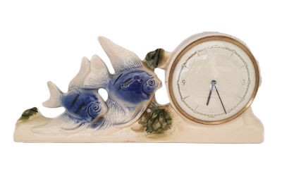 שעון שולחני קרמי ישן תוצרת מערב גרמניה, 20x46 , אין אחריות על מצב עבודה, נראה שעובד 