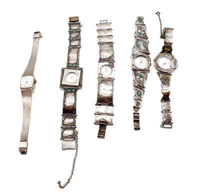 לוט 5 שעונים מכסף ,ראינו שעובדים , אבל בלי אחריות , משקל הלוט 201 גרם