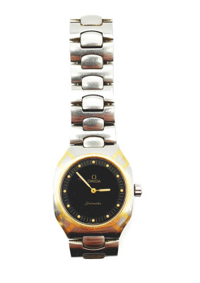 שעון OMEGA קוורץ , משולב זהב , קוטר 35 כולל כתר , יש להחליף סוללה