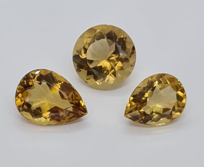 לוט 3 אבני סיטרין, 30.7 קראט, מלוטשות סופר AAA, צבע דבש נהדר, טבעיות מהכספת באחריות 