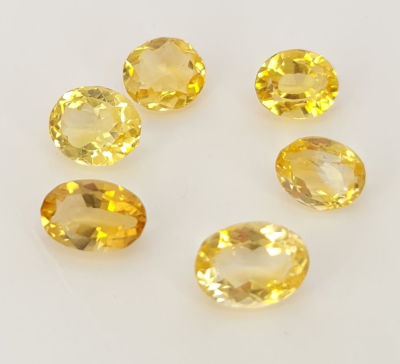 לוט 6 אבני סיטרין מלוטשות, 23.9 קראט, ליטוש גרמני משנות השמונים, צלולות ושקופות 