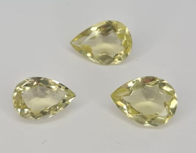 לוט 3 אבני סטרין לימוני, 21.6 קראט, מלוטשות סופר AAA, טבעיות מהכספת באחריות מלאה 
