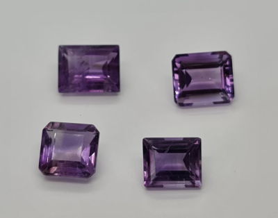 לוט 4 אבני אמטיסט, 31 קראט, מלוטשות סופר AAA, צבע סגול יפהפה, ליטוש גרמני משנות 