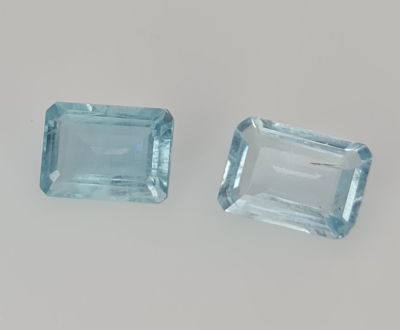 זוג אבני אקווה מארין, 9 קראט, מלוטשות סופר AAA, יפהפיות נהדרות לשיבוץ, טבעיות מהכספת 