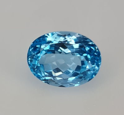 אבן טופז כחול, 14.8 קראט, מלוטשת סופר AAA, צבע כחוול נדיר, יפהפיה ושקופה לחלוטין 