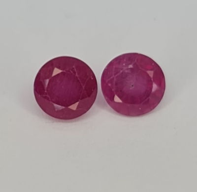 זוג אבני רובי בורמה, 3 קראט, מלוטשות סופר AAA, נהדרות לתכשוט, טבעי מהכספת באחריות 