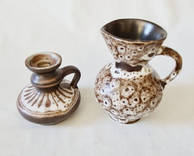 קנקן ופמוט לפיד מוקדמים ונדירים , גובה 12.5 ו 8.5