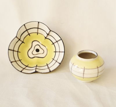 לוט 2 כלים של לפיד: קערה קוטר 12 וכד קטן גובה 5.5