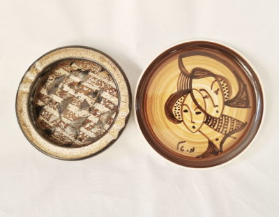 לוט 2 כלי לפיד: מאפרה קוטר 16 וצלחת של האמנית מרים טל הסדרה היפנית , מופיעה בספרות 