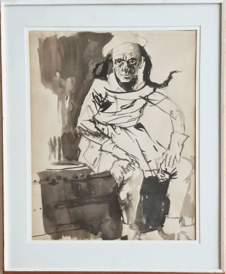 MOSHE GAT - Technique: Black gouache on paper Size: 64x48