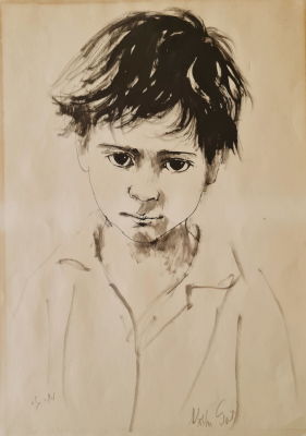 MOSHE GAT - Technique: Black gouache on paper Size: 70x50