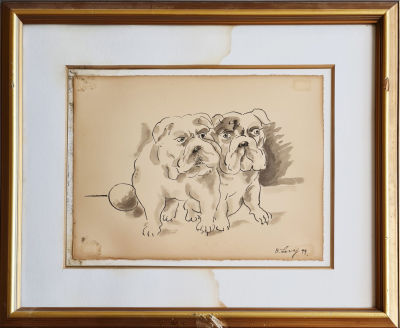 BENNI LEVY - Technique: Ink and watercolor on paper Size: 28x38