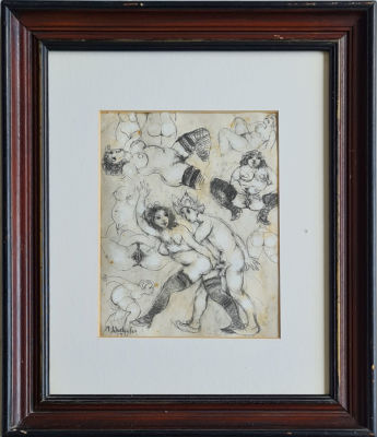 YAAKOV WEXLER - Technique: Gouache and charcoal on paper Size: 30x23 Date: 1935