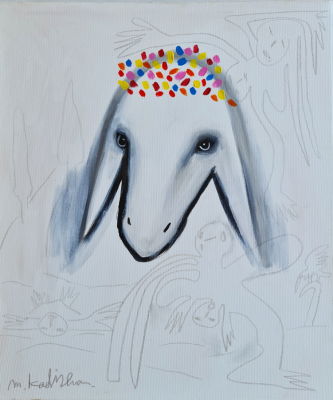 MENASHE KADISHMAN - Technique: Acrylic and pencil on canvas Size: 60x50