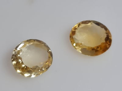 זוג אבני סיטרין מדרה מלוטשות, 8.7 קראט, סופר AAA, ליטוש גרמני משנות ה-80, טבעיות 
