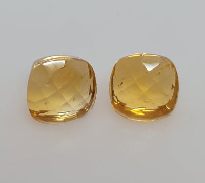 זוג אבני סיטרין מלוטשות, 11.4 קראט, סופר AAA, נהדרות לתיכשוט, טבעיות מהכספת באחריות 