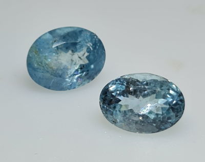 שתי אבני טופז כחול, בלו נייבי, 14.8 קראט, מלוטשות סופר AAA, ליטוש מיוחד גבוה לתיכשוט 