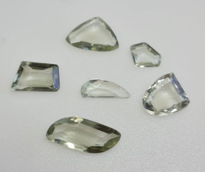 לוט 6 אבני אמטיסט ירוק, 35 קראט, חיתוכים מיוחדים, מיוחדות לתיכשוט, טבעיות מהכספת 