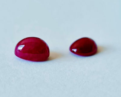 זוג אבני רובי בורמה מלוטשות, 2.6 קראט, טבעיות מהכספת באחריות מלאה
