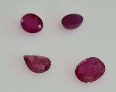 ארבע אבני רובי בורמה מלוטשות וזוהרות, 3 קראט, טבעיות מהכספת באחריות מלאה