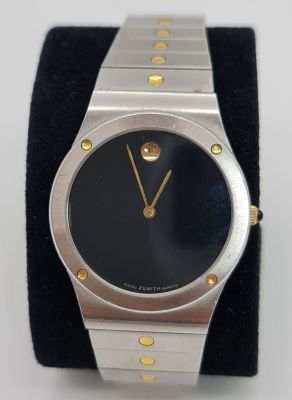 שעון שוויצרי ZENITH מנגנון קוורץ , רצועה מקורית , במצב עבודה, קוטר 34 , נראה שמור 