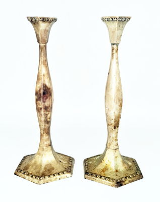 זוג פמוטי כסף 925 הצורפים, גובה 28, משקל 475 גרם