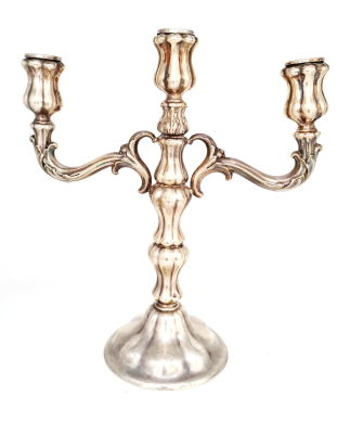 פמוט תלת קני מכסף 925, גובה 34 , משקל 420 גרם