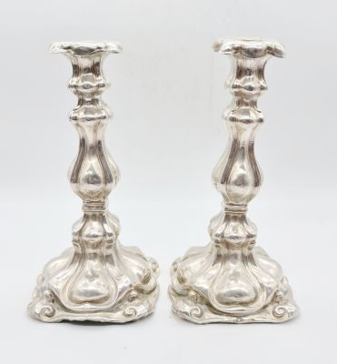 זוג פמוטים מכסף , גובה 35 , משקל 455 גרם