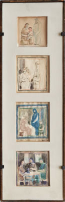 AHARON GILADI - Technique: Lot of 4 miniature framed together
