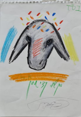 MENASHE KADISHMAN - Technique: Pastel and drawing on paper Size: 42x30