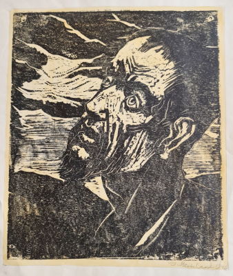 YAACOV STEIHARDT - Technique: Hand-signed woodcut Size: 35X29 Date: 1946