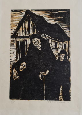 YAACOV STEIHARDT - Technique: Hand-signed A.P wood cutting Size: 35X25 Date: 1958