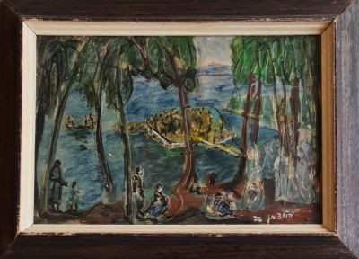 SHIMSHON HOLZMAN - Technique: Oil on board Size: 23X32 Date: 1977