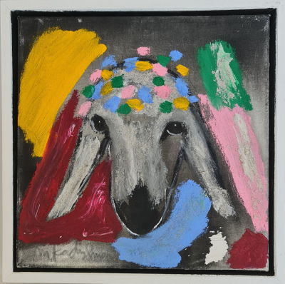 MENASHE KADISHMAN - Technique: Acrylic and sand on canvas Size: 30x30