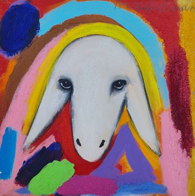 MENASHE KADISHMAN - Technique: Acrylic and sand on canvas Size: 30x30
