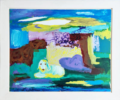 MENASHE KADISHMAN - Technique: Oil on paper attached alone Size: 80x90 Date: 1985