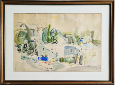 MOSHE ROSENTHALIS - Technique: Watercolor on paper Size: 45x65 Date: 1970