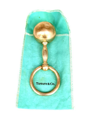 רעשן לתינוק מכסף כסף 925 תוצרת TIFFANY@CO, אורך 14 , מעיכות קלות